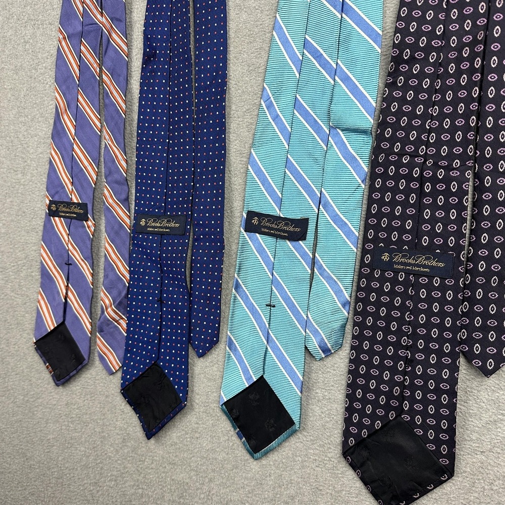 Brooks Brothers Tie Lot Mens One Size Multicolor Silk Geometric USA Made Italy